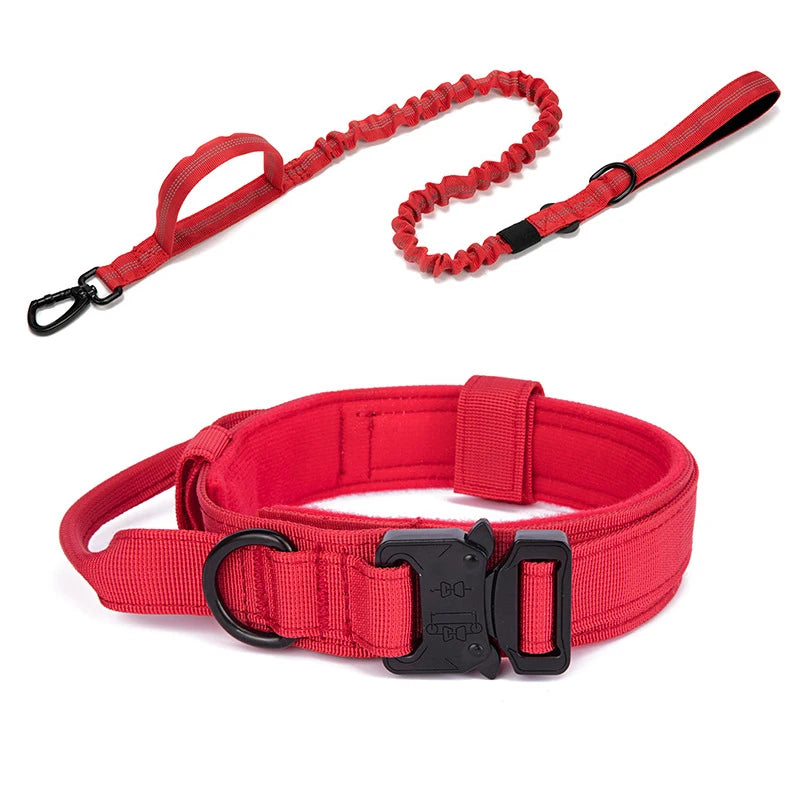 Pet Dog Collar Leash Set Nylon Material Durable Dog Collar Reflective Leash Pet Tactical Training Dog Collar Large Dog Leash Set - WTN Essentials 