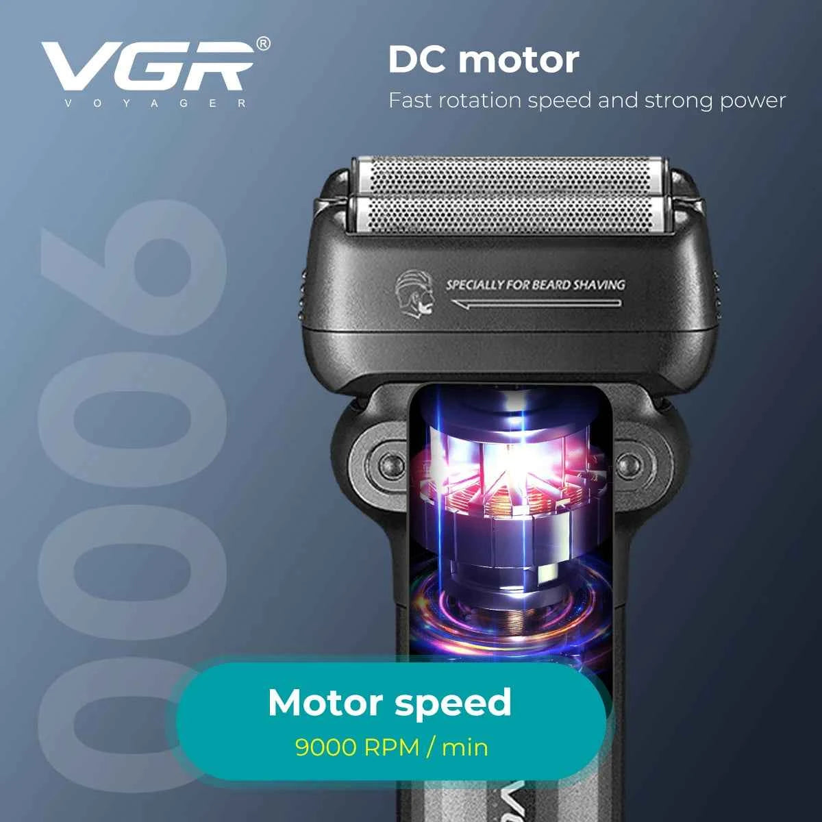 VGR Shaver Professional Beard Trimmer Electric Shaver Waterproof Razor 9000 RPM Shaving Machine Portable Shaver for Men V-368