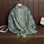 2025 new ethnic style retro shawl cashew flower geometric scarf cloak tassel scarf multi-color variety options available