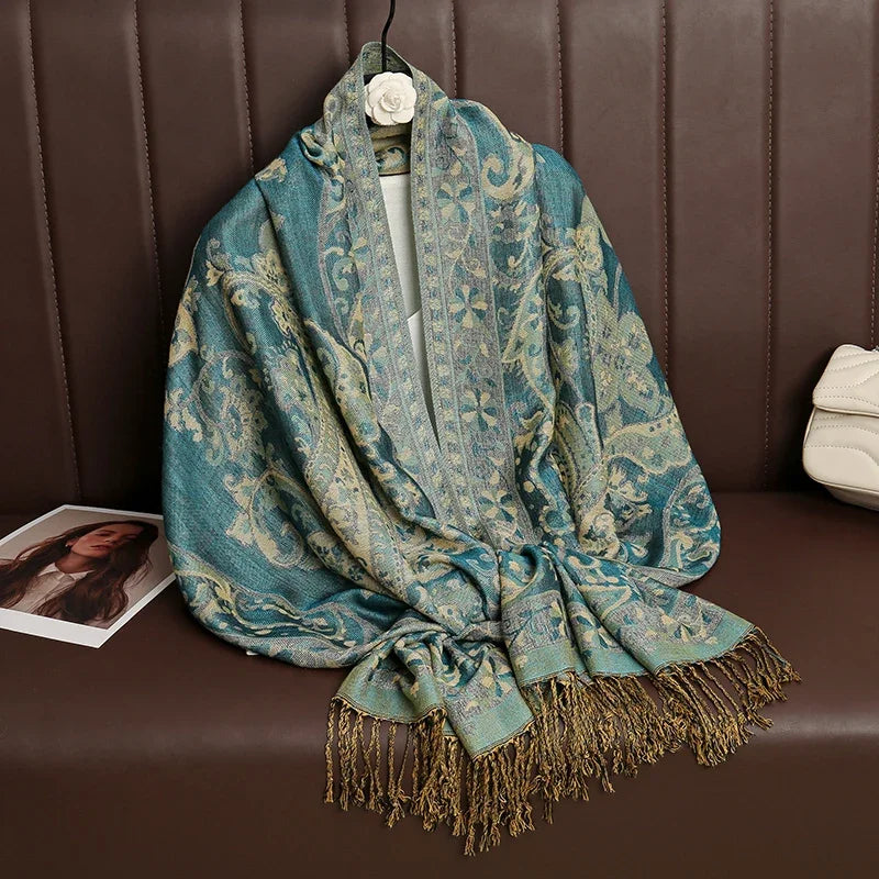 2025 new ethnic style retro shawl cashew flower geometric scarf cloak tassel scarf multi-color variety options available