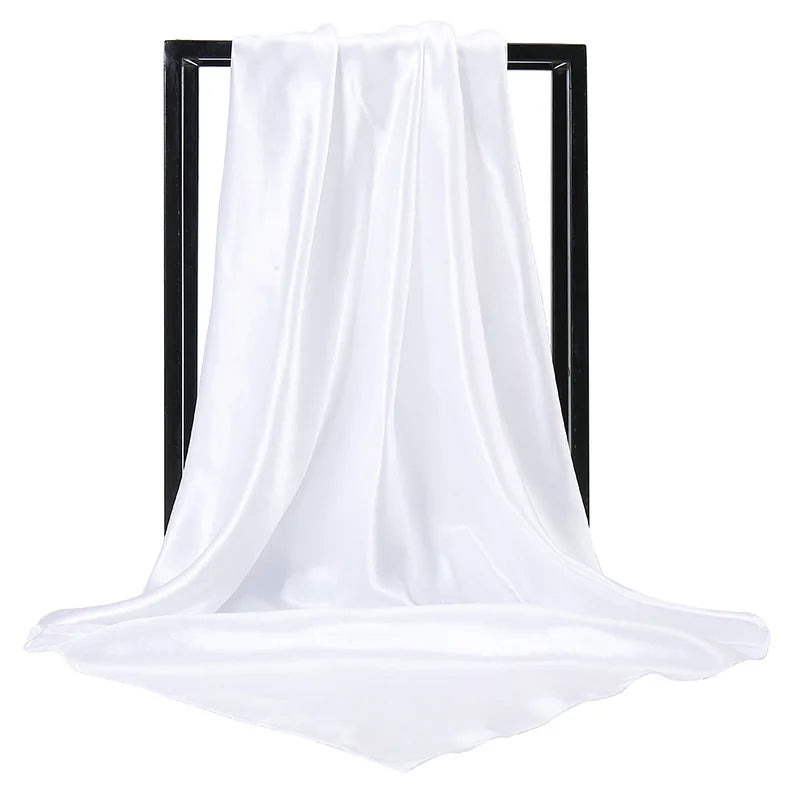 Luxury Brand Silk Scarf Women Satin Solid color Hijab Scarves Muslim Pareo Bandana Female Shawl Wrap Headband Foulard 90*90cm