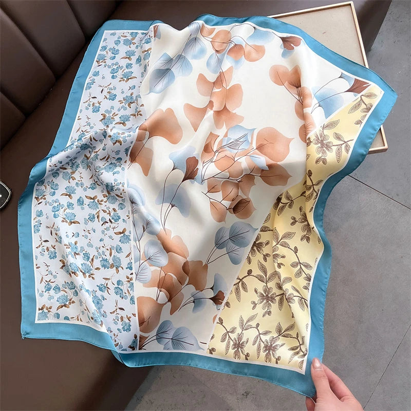 2025 Silk Shawl Print Headscarf Cat Hair Wrap Neckerchief Female Satin Square Scarf For Women Headband Foulard Hijab Bandana