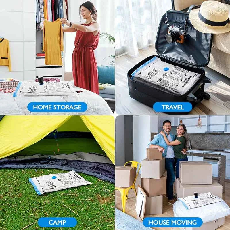 Vacuum Storage Bags 8-18Pc Space Saver Bag Travel Rechargable Air Pump Various Seal Bag Pump for Compress Clothe Blanket Luggage