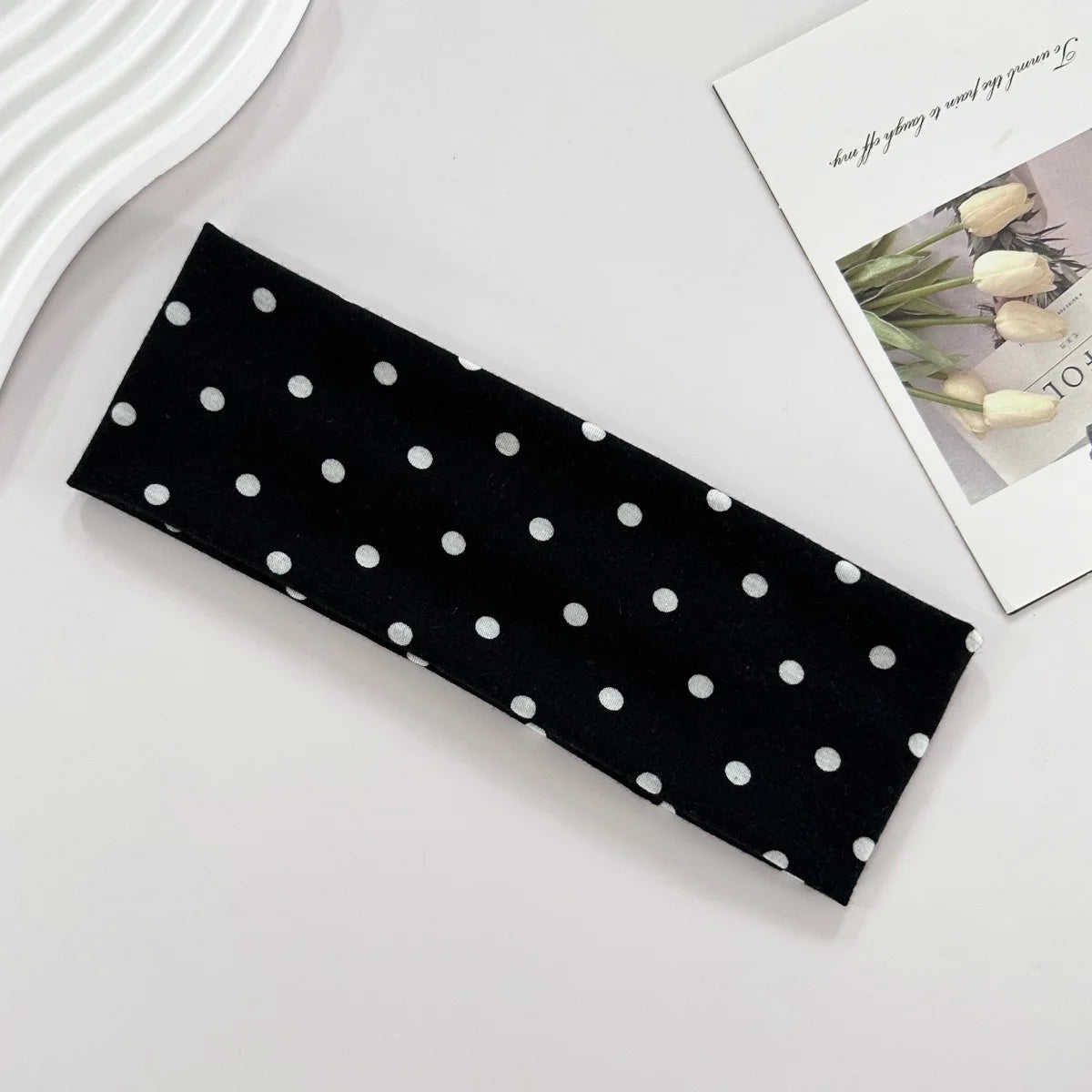 1pc Polka Dot Yoga Elastic Headband – Fashionable Dot-pattern Makeup Headband, Sports & Fitness Sweat-absorbent Hairband