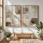 2pcs/set Japanese Retro Wabisabi Mountain Abstract Canvas Printing Abstract Green Sunset Flying Crane Wall Art Poster Home Decor