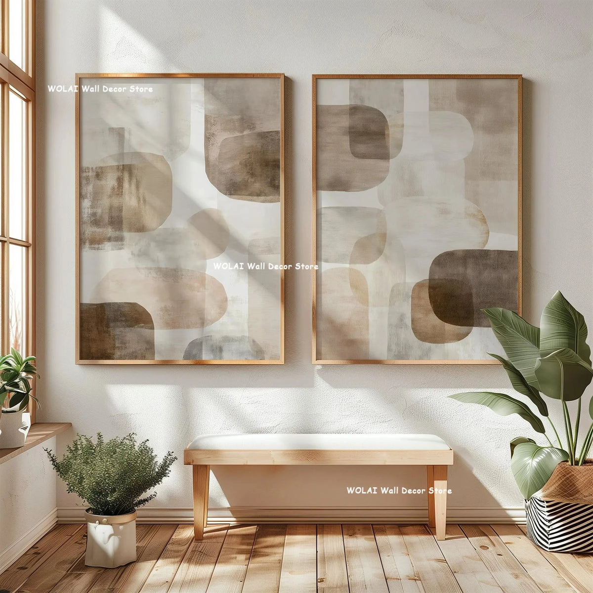 2pcs/set Japanese Retro Wabisabi Mountain Abstract Canvas Printing Abstract Green Sunset Flying Crane Wall Art Poster Home Decor