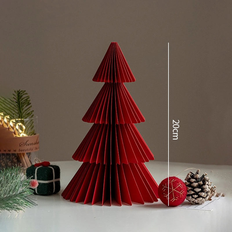 Paper Christmas Tree Ornaments 3D Honeycomb Christmas Tree Decorations Folded Paper 2026 Xmas New Year Desktop Arrangement Decor