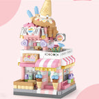 NEW Panda Pet Coffee Ice Cream Flower Shop Store Street View Food House Building Blocks Kit Girls Bricks Model Kids Toy Children
