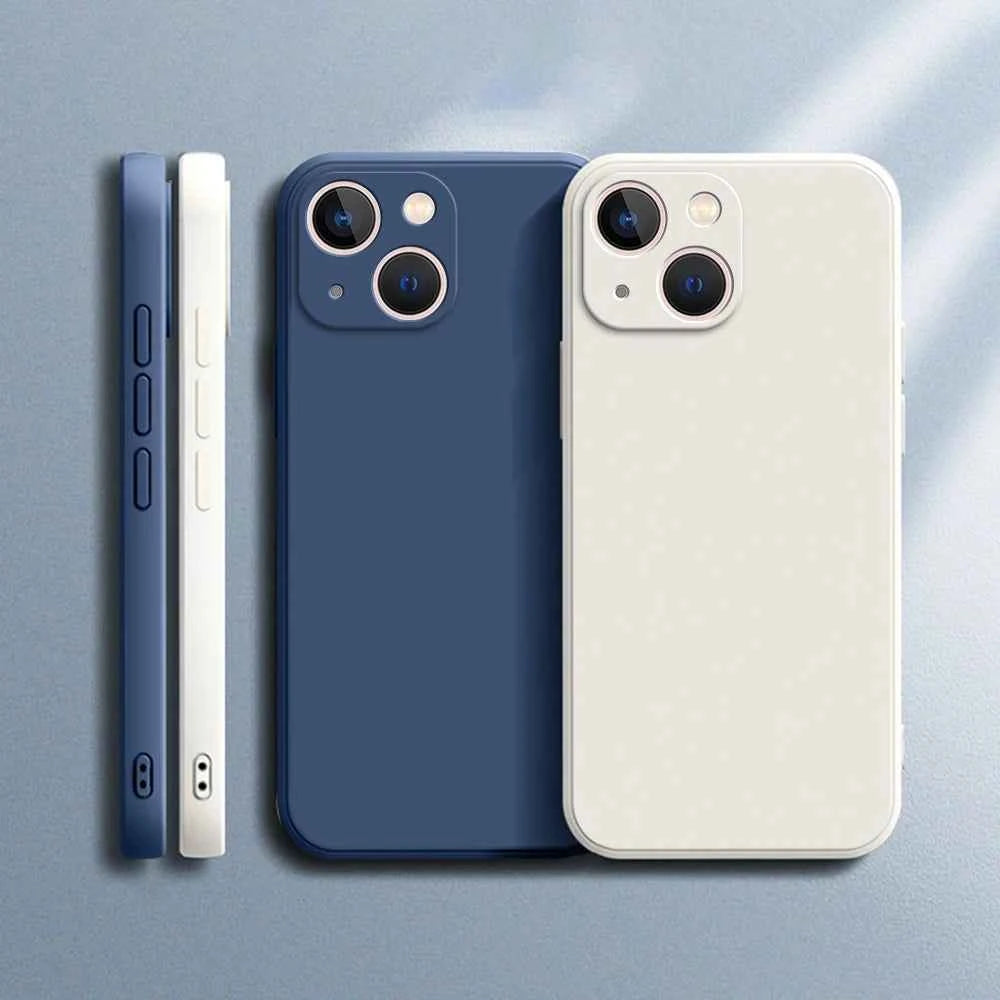 Square Square Liquid Silicone Phone Case for iPhone 14 Plus 11 12 13 14 Pro Max 12 13 mini Luxury Camera Protective Cover