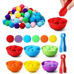 Children Counting and Sorting Toy with Pom Poms and Tweezers Set