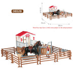 Oenux Farm Stable House Model Action Figures Emulational Horseman Horse Animals Playset Figurine Cute Educational Kids Toy Gift