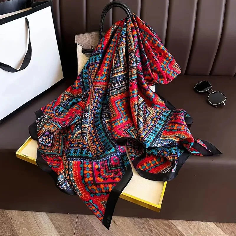 Spring Scarf Women's Luxury Design Polyester Material Smooth Scarf Soft Shawl Beach Scarf