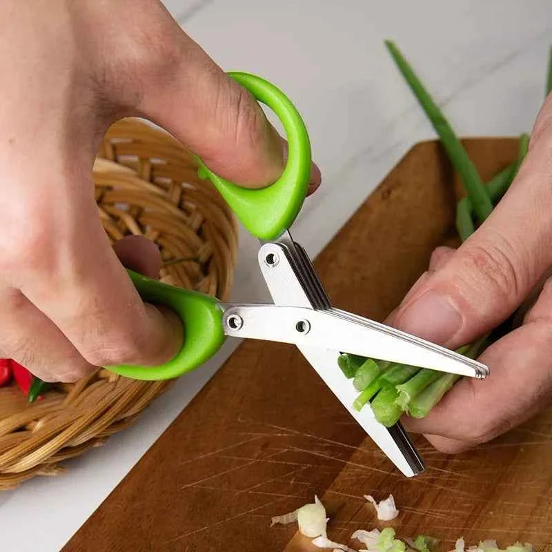 Multi-Layer Stainless Steel Kitchen Scissors – Herb, Vegetable & Green Onion Cutter Tool