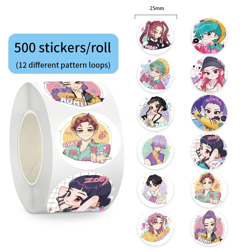 500Pcs/Roll Popular Anime  K-Pop Stickers Tiger Theme DIY Waterproof Decals for Scrapbook Phone Luggage Skateboard Laptop Decor