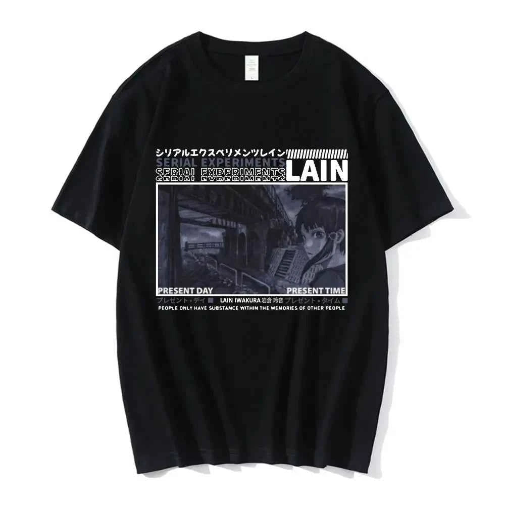 Anime Serial Experiments Lain T-Shirt Men Women Graphic T Shirts Unisex Iwakura Manga Girl Sci Fi Short Sleeve Tee Tops 62463