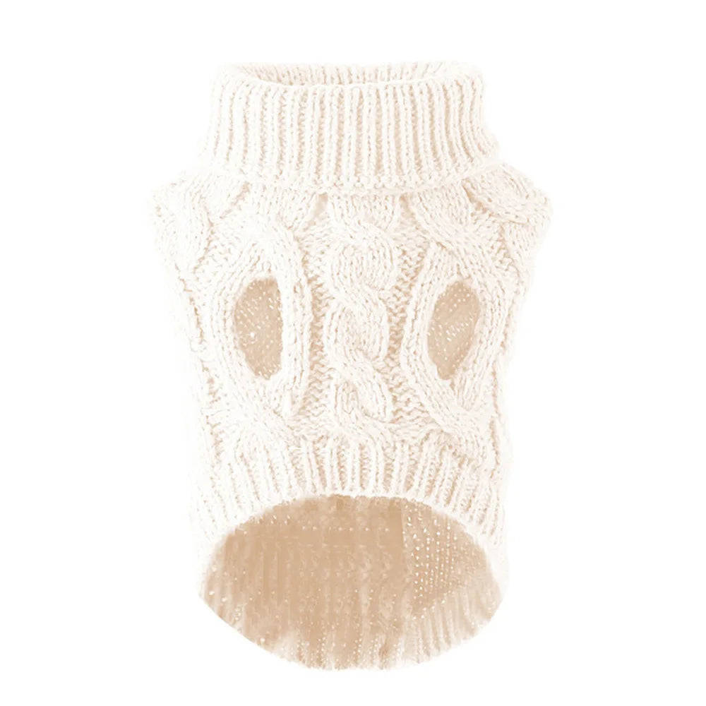Autumn & Winter Knitted Dog Sweater – Warm, Soft, and Stylish Solid Twist Design for Small Pets