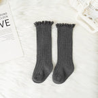 Ruffle Kids Knee High Socks Baby Girls Toddlers Long Soft Cotton Sock Lace Flower Children School Uniform Socks For 0-8 Years