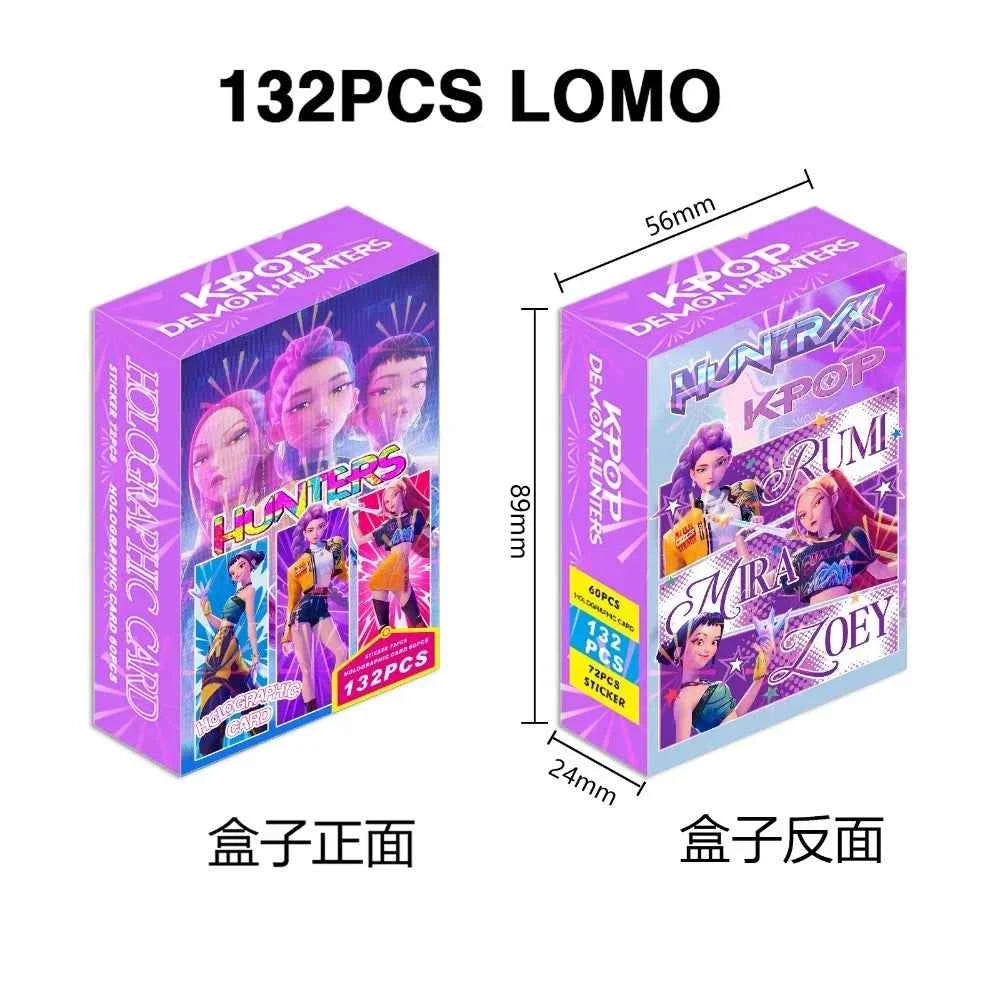 132PCS K-POP Demon Hunters Huntrix Photocards Stickers Anime Collectible Set for Fans of K-POP Merch/Trading Cards Kids Gifts