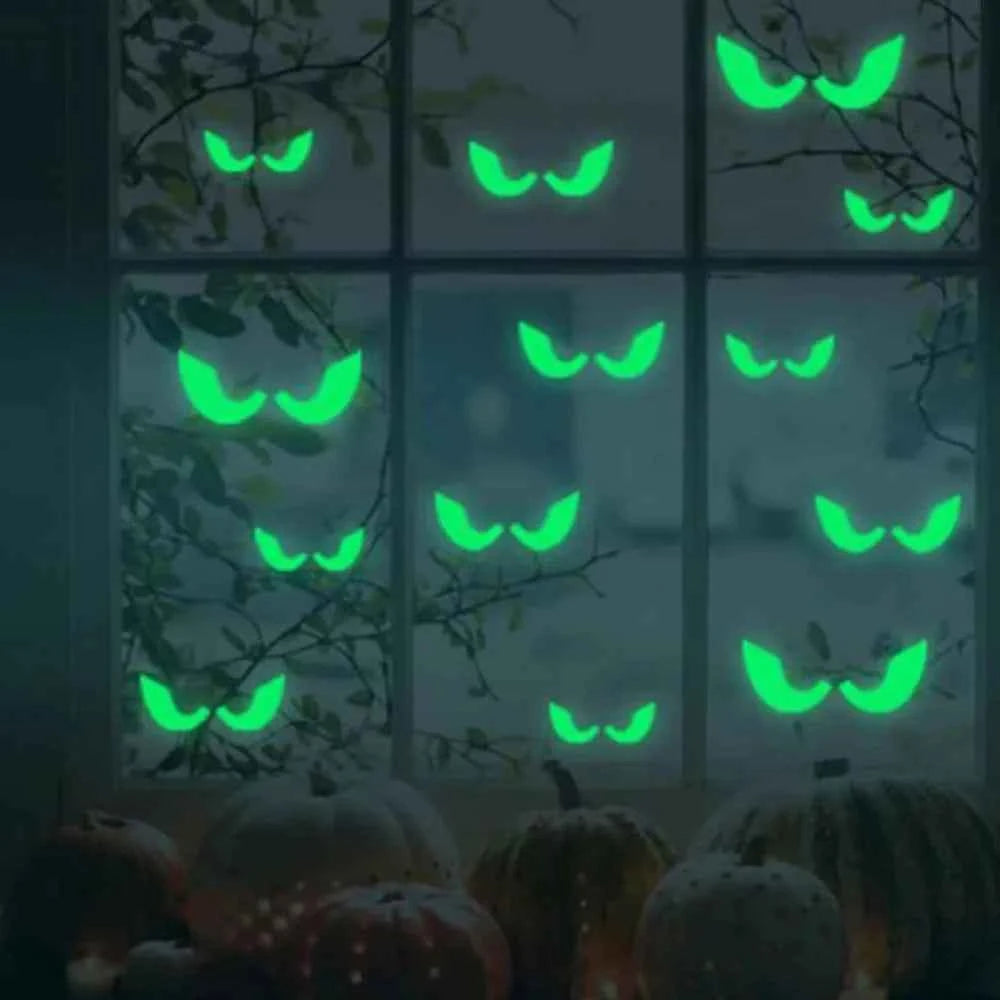Halloween Luminous Window Stickers – Glowing Eyes, Bats & Ghost Decor