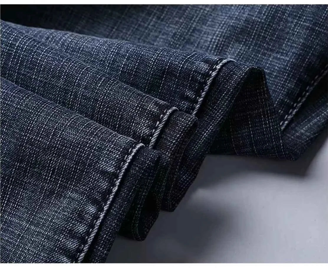 Wthinlee New Business Men's Jeans Casual Straight Stretch Fashion Classic Blue Black Work Denim Pant Trousers Male  Clothing