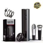 Rechargeable Electric Wine Opener with Foil Cutter, Wine Pourer & Vacuum Stopper USB-C Charging Compact Design for Home Kitchen