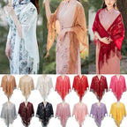 Tassel Patchwork V-Neck Cardigans Women Wedding Accessories Shawl Hollow Multicolored Evening Prom Cape Tulle Shawl Party