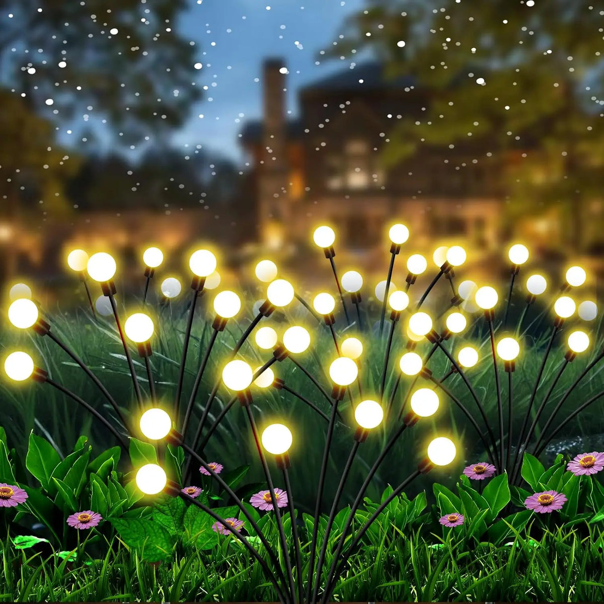 Garden Lights-New Upgraded Solar Powered Firefly Lights Outdoor Waterproof Vibran Garden Lights for Decorationi