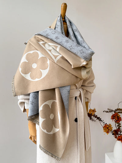 Women's Autumn Winter Faux Cashmere Shawl Warm Jacquard Scarf Versatile Blanket Use Neck Protection New Style