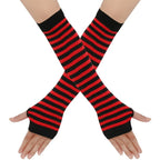 Warmer Knitted Long Fingerless Gloves Elbow Mittens Christmas Acces Gift Fashion Women Emo Gloves Lady Striped Elbow Gloves