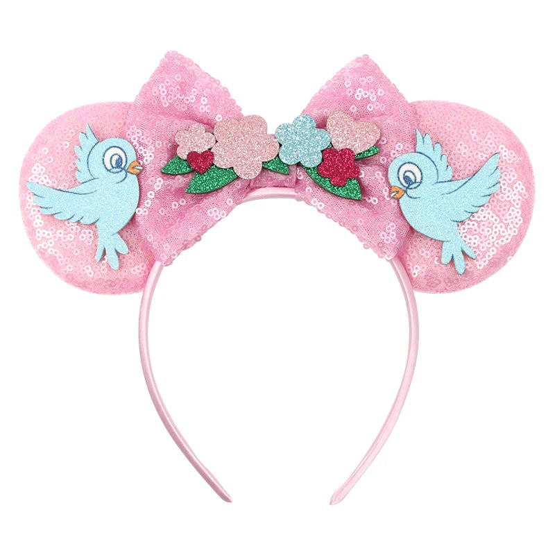 Cinderella Cartoon Mouse Ear Headband Sequin Bows Girl Adult Kid Halloween DIY Party Cosplay Hair Accessories Princess Hairband