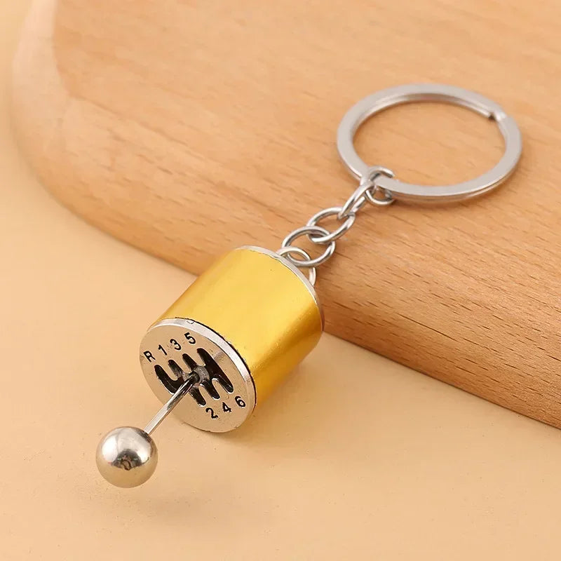 Mini Turbocharged Keyrings Car Style Gearbox Pendant Old Button Keychain Gear Shift Metal Car Modification Gear Shift Keychain