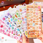 300Pcs/50pc Kawaii Cartoon 3D Relief Sticker Cute Crystal Jelly Patch for Mobile Phone Case Mirror Scrapbook Journal Animal Deco