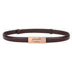 Genuine Leather Women Belt Fashion Golden Lock Buckle Skinny Ladies Waist Belts Dress Jeans Sweater Everyday Casual Outfits