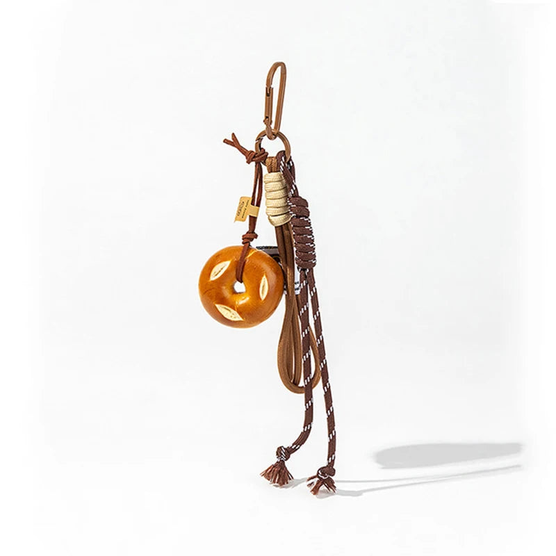 Braided Rope Bag Pendant High-grade Keychain Pendant Cute Alkaline Water Bread Ins Bag Pendant Chocolate Pendant