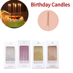 6pcs Metal Gold Silver Birthday Candles DIY Colorful Cake Decoration Baby Shower Gender Reveal Cupcake Decorating Candle Toppers