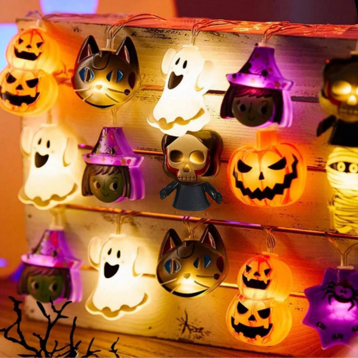 1pc Halloween LED Fairy Tale Lights Battery Operated 10/20/30LED Holiday Festival String Lights For Home Party Indoor Decoration