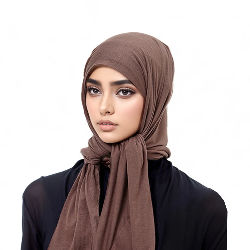 Solid Color Cotton Triangle Scarf Muslim Hijab Shawls Woman Soft Wraps Lady Fashion Causal Turban Islamic Jersey Headband