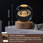 Unique 3D Crystal Ball Night Light Led Lamp Bedside Table Glowing Galaxy Lamp Saturn Planets Moon Birthday Gift Toy 5cm