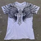 2000s affliction Graphic T-Shirt Mens Large Grunge Wings New Fashion Style Couple Tops Pure Cotton Shirt