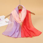 2024 New Print Chiffon Scarf Shawl Women Sunscreen Silk Scarf Turban Long Wrap Beach Travel Outdoor Accessories Trendy Headband