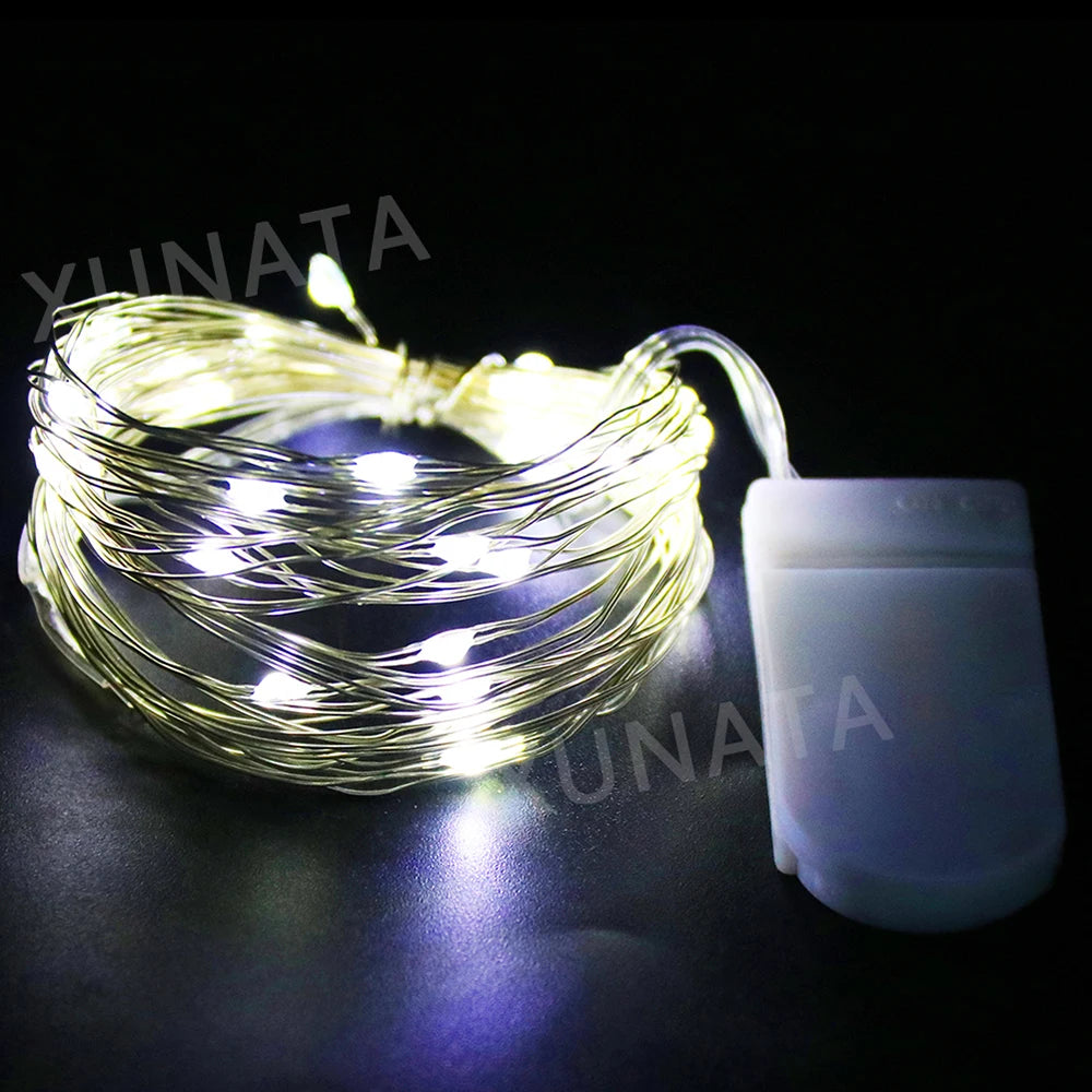 3V Led Silver Wire Fairy Lights Battery Power LED String Light with Switch for Garden Patio Fence Wedding Party Christmas Decor