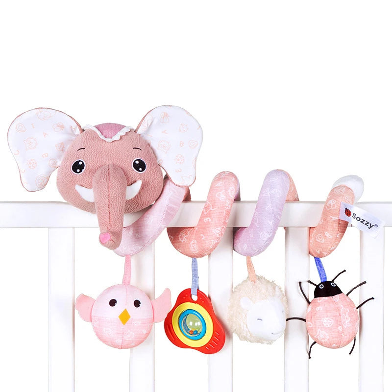 Newborns Spiral Hanging Activity Stroller Toy Baby Carseat Toy Black & White Lion Koala Rattle  for Crib Mobile Sensory Toy Gift