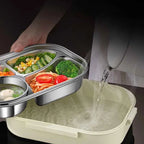 304 Stainless Steel Insulated Lunch Box Office Workers Sealed Portable Lunch Box with Bag Students Kids Commercial Bento Box Set