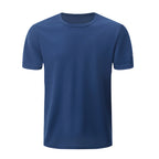 2/4/6-Pcs Four Seasons Men's Solid Color Round Neck Short Sleeve Top With Printed Cuffs Youth Sports And Leisure Fashion T-Shirt