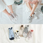 5 Pairs Lot Pack Women Socks Spring Summer Animal Unicorn Cat Fox Ear Cartoon Happy Funny Cute Lovely Cotton Ankle Socks Heart