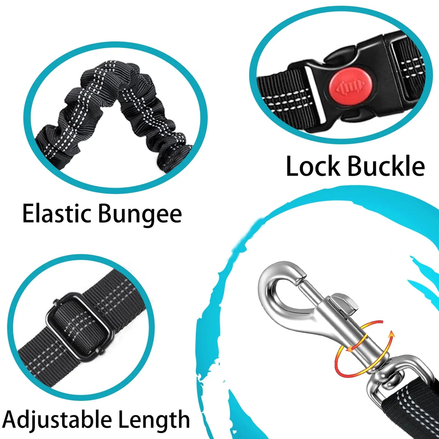 Adjustable Heavy-Duty Dog Car Seat Belt – Striped Nylon Safety Leash for Large Dogs