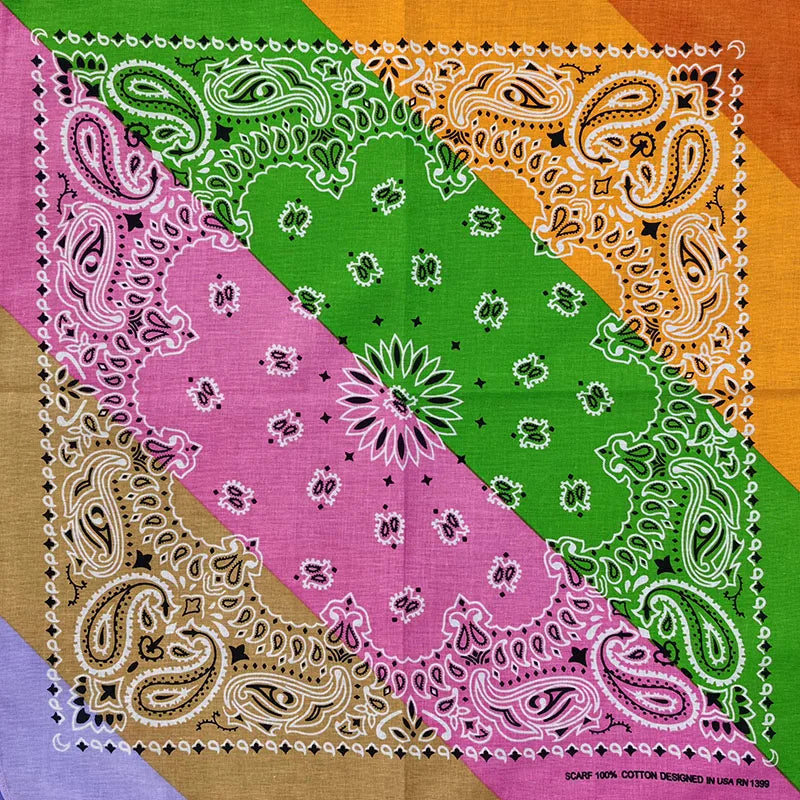 New Fashion Hip Hop 100% Cotton Bandana Square Scarf Gradient Color Paisley Headband Printed For Women/Men/Boys/Girls
