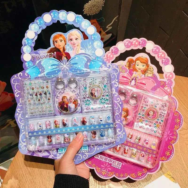 Disney Children's Nail Sticker Set Elsa Princess Dress Up Cute Kawaii Stickers Waterproof Nail Art Stickers Frozen Girl Gift Toy