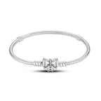 Original 925 Silver Bracelets Four Leaf Clover Butterfly Heart Bracelet Fit DIY Charms Beads Fashion Jewelry 17-20CM