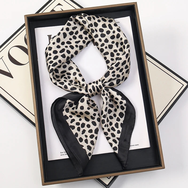 2024 Luxury Square Silk Scarf for Women Hijab Hair Bands Neckerchief Female Satin Shawl Ribbon Headband Fashion Wraps Bandana